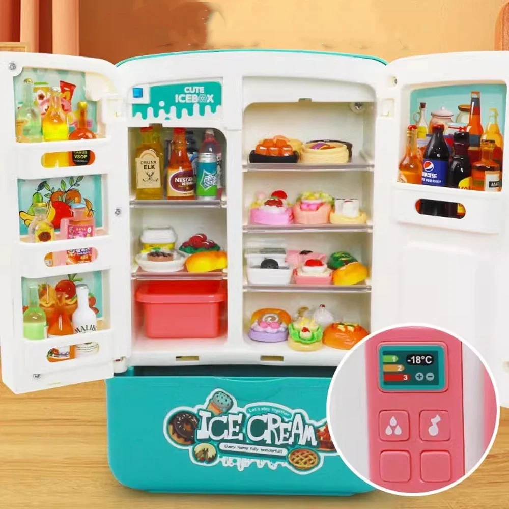 Children's Kitchen Set Role-Playing Simulation Mini Spray Refrigerator Toy