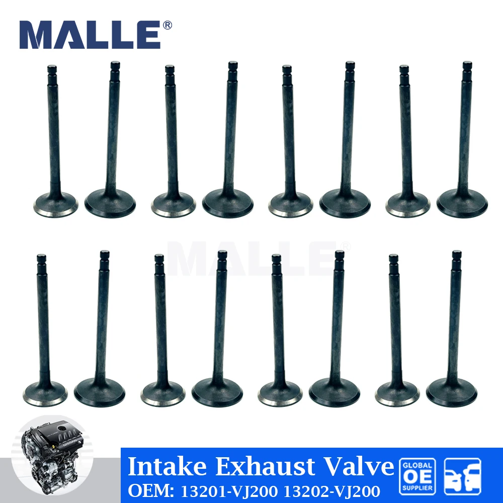 

16 Pcs Intake Exhaust Valve For Nissan Paladin Frontier 2.4L KA24 KA24DE D22 Engine Car Accessories OE 13201-VJ200 13202-VJ200