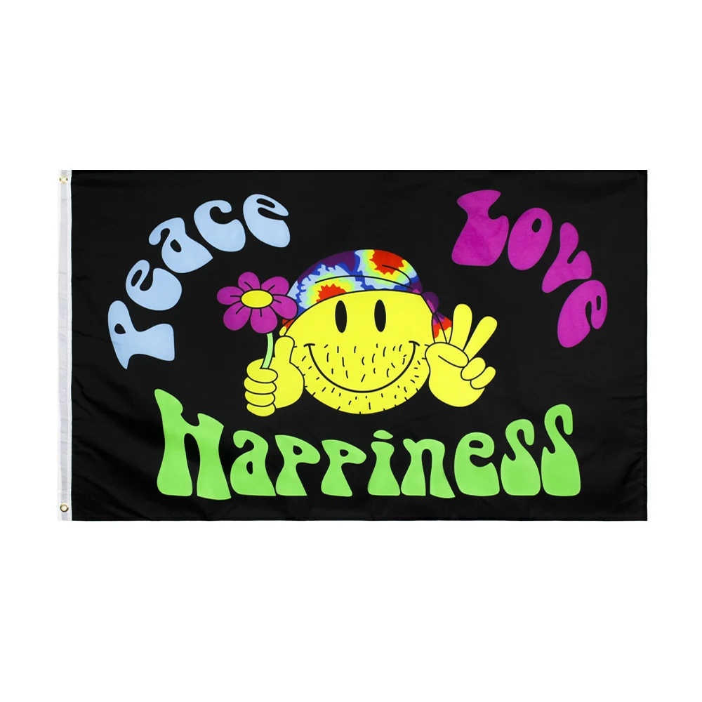 Nlbflag 90x150cm Peace Love Happiness Smile Face Flag