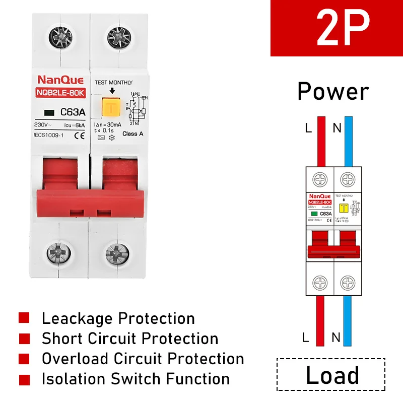 Type A RCBO DC Leackage Protector Class A RCD Mini Residual Current Circuit Breaker DPN AC DC 230V 110V 10A 16A 25A 32Amp