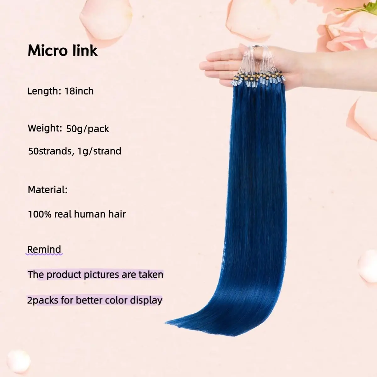 Senmy Micro Bead Hair Extensions ReaL Human Hair 18inch Microlink Hair Extensions Human 50g Silky Straight Invisible
