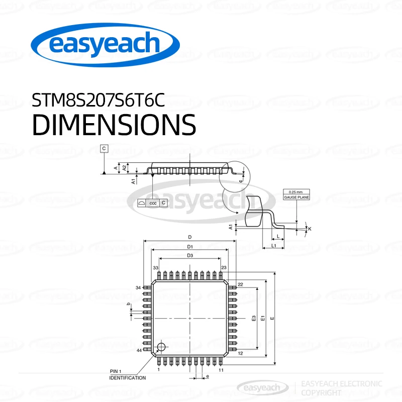 STM8S207S6T6C STMicroelectronics مكونات متحكم صغير IC رقاقة المعالج