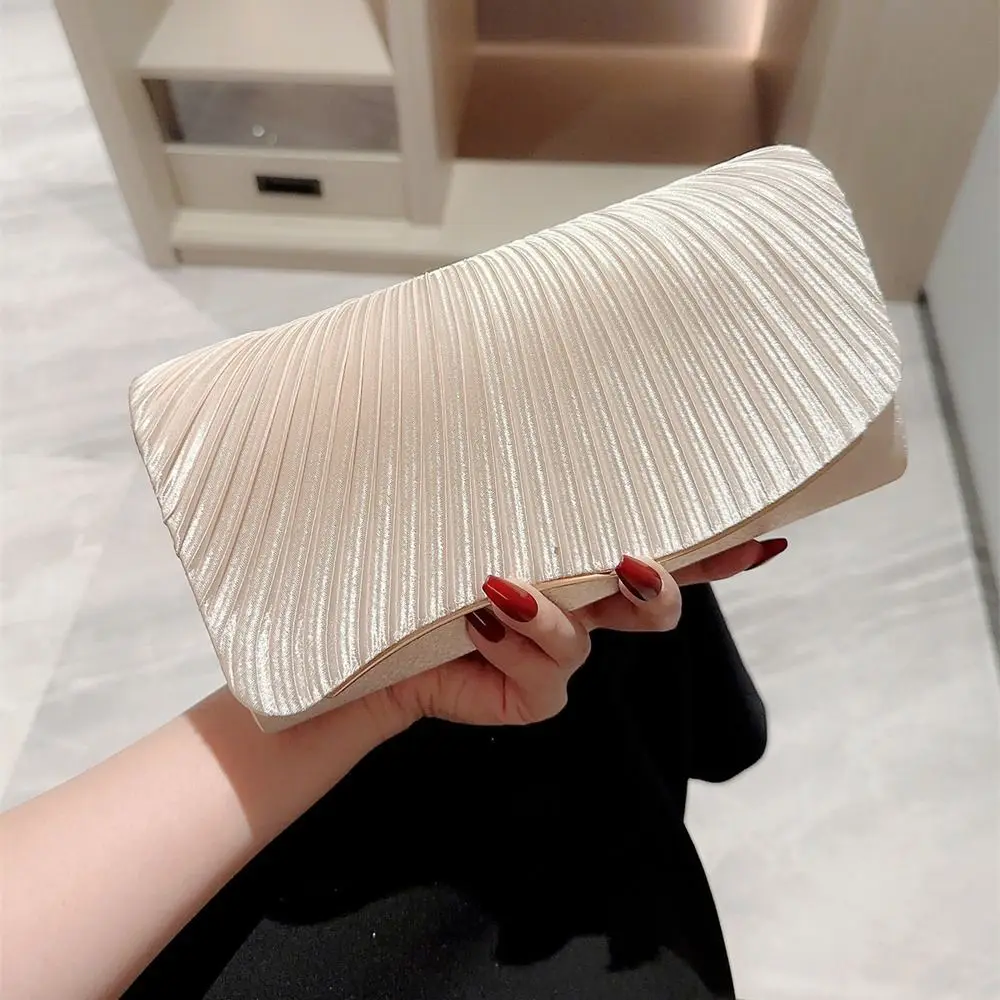 Fashion Ladies Gold Luxury Satin Clutches Evening Bags Sequins Banquet Clutch Bag Wedding Party Purse Womens Chain Bags