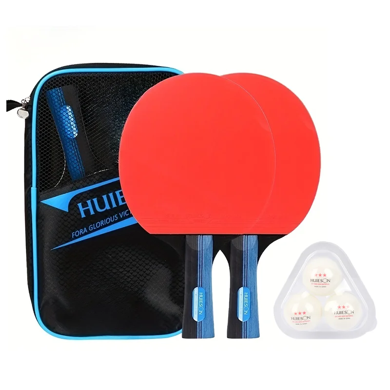 

Huieson Table Tennis Racket Set with Pure Wood Base, Casual Training Racket, 2 Rackets + 3 Balls Table Tennis Racket Set