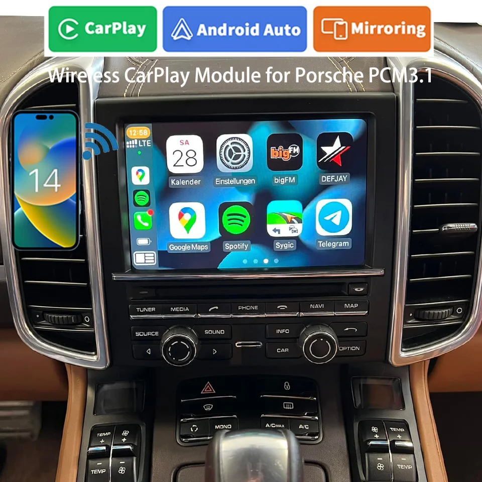 iCarPlay Wireless Apple CarPlay Android Auto Retrofit for Porsche Cayenne Macan Cayman Panamera Boxster PCM3.1