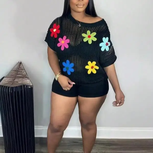 Men's Knitted round Ne Sweater Floral Design Thi Coolmax Fiber Ciwalk  Collar Inner Wear Non-deformable