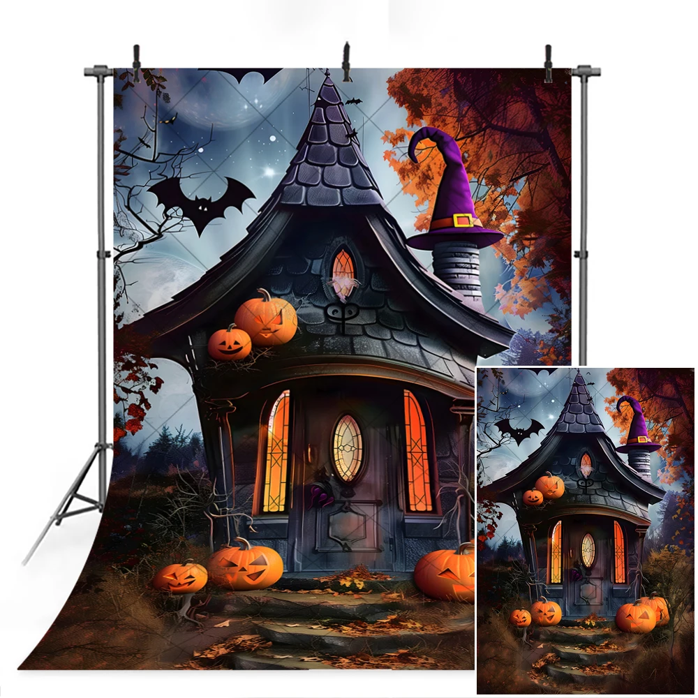 Happy Halloween Party Horror House Evil Pumpkin Vertical Backdrop Custom Adult Children Wall Photography Poster Decor Background