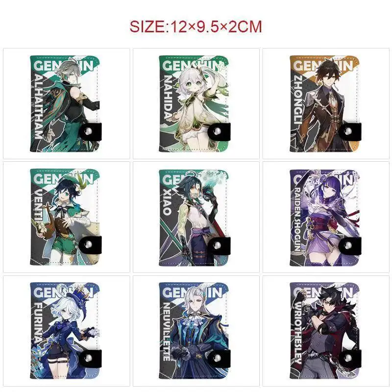 Genshin Impact Anime Merchandise Funina Zhongli Vertical Snap Wallet Coin Purse Unisex Back-To-School Student Card Holder Anime