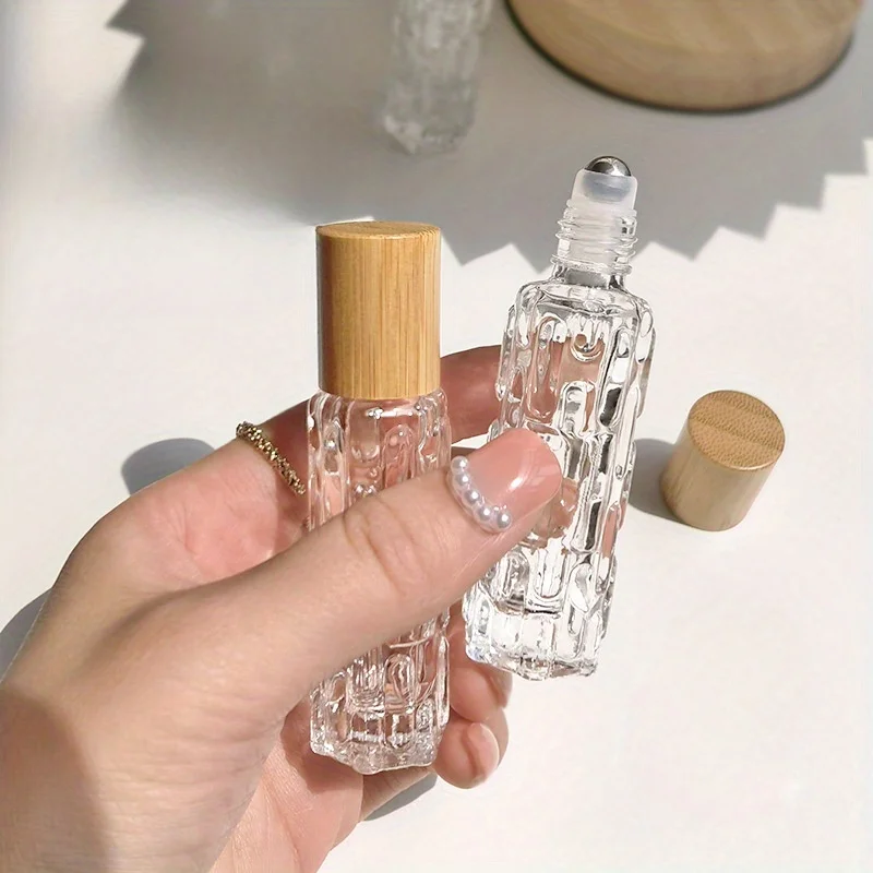1 pièce Flacon roll-on en verre et acier de 10 ml pour parfum, mini conteneur d'huile essentielle, flacon échantillon vide, flacon de voyage rechargeable