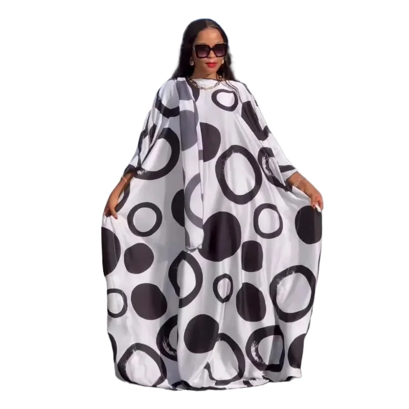 

African Dresses for Women Traditional Outfit Robe Ankara Chiffon Boubou Gown 2024 Dashiki Muslim Kaftan Maxi Dress And Headscarf