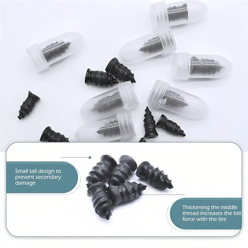 ABMI-Spiral Rubber Screws, 60 PCS Vacuum Tire Repair Kit, Rubber Nail Fast Self-Service Tool For Car, Truck,