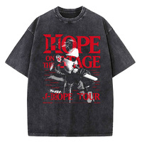 Vintage Washed JHope Hope on The Stage Tour T Shirt Summer Korean Funny T Shirts 2024 Cotton Harajuku Tee Shirt Man Loose Tops