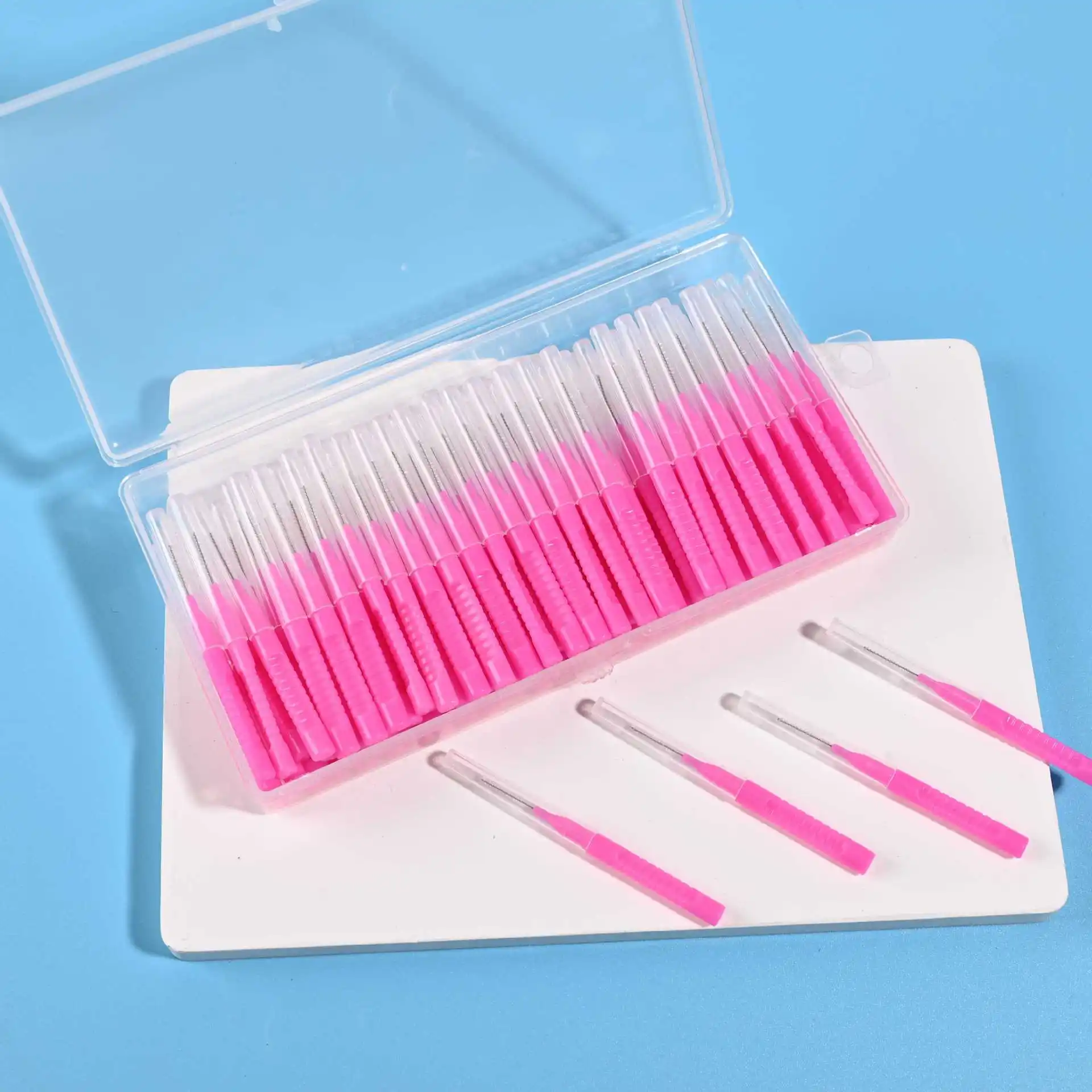 New 100 Pcs/Box I-type push pull interdental brush 0.6-1.2mm Cleaning Between Teeth Oral Care Orthodontic I Shape Tooth Floss ﻿