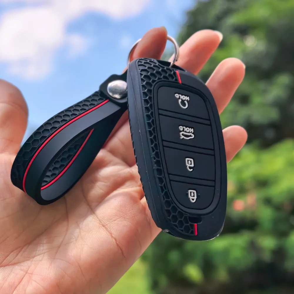 سلسلة مفاتيح من السيليكون غطاء مفتاح السيارة فوب لشركة هيونداي سوناتا Sel Ev 6 Ev 8 IONIQ 5 Nexo DN8 Fe توكسون سوناتا ستاريا NX4 أيونيك #1