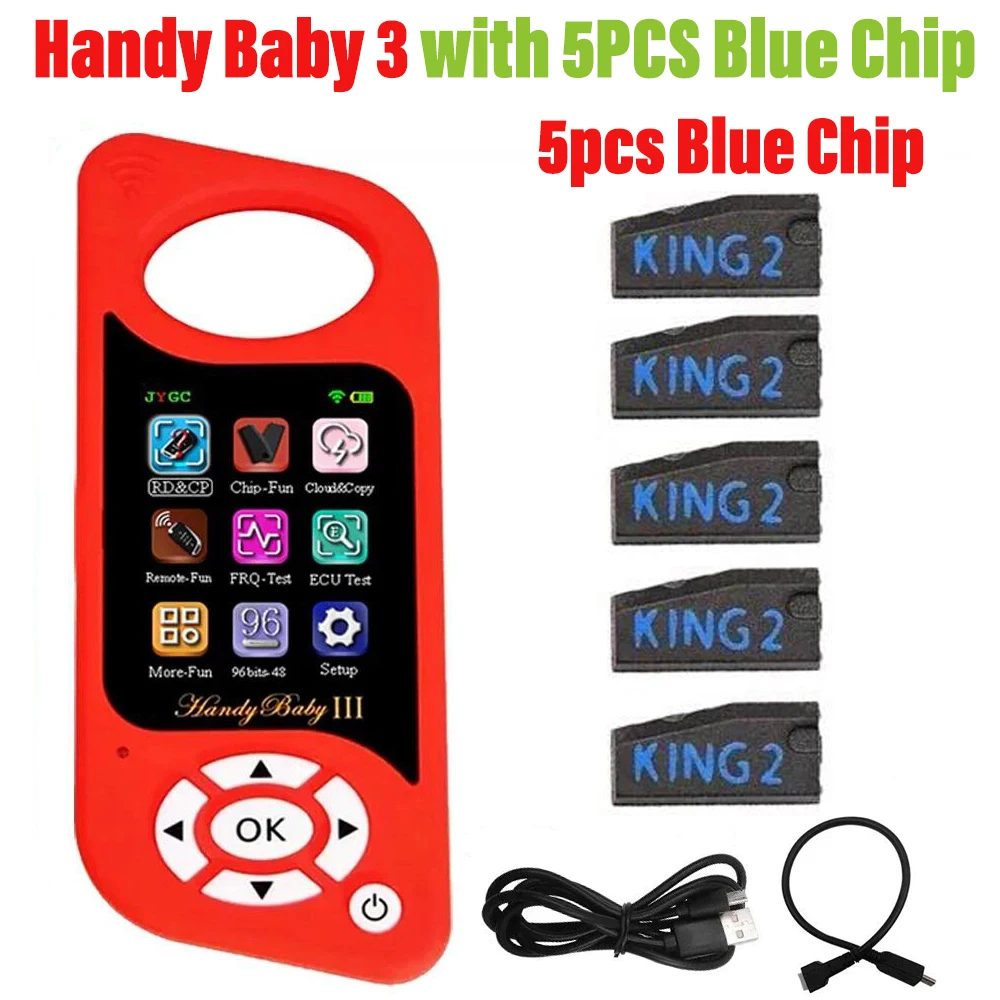 JYGC Handige BabyIII Autosleutels Chip Copier Auto Key Programmeur Gratis G/96bit 48 voor 4D/46/47/48/G/King/Rode Chips met Siliconen Case