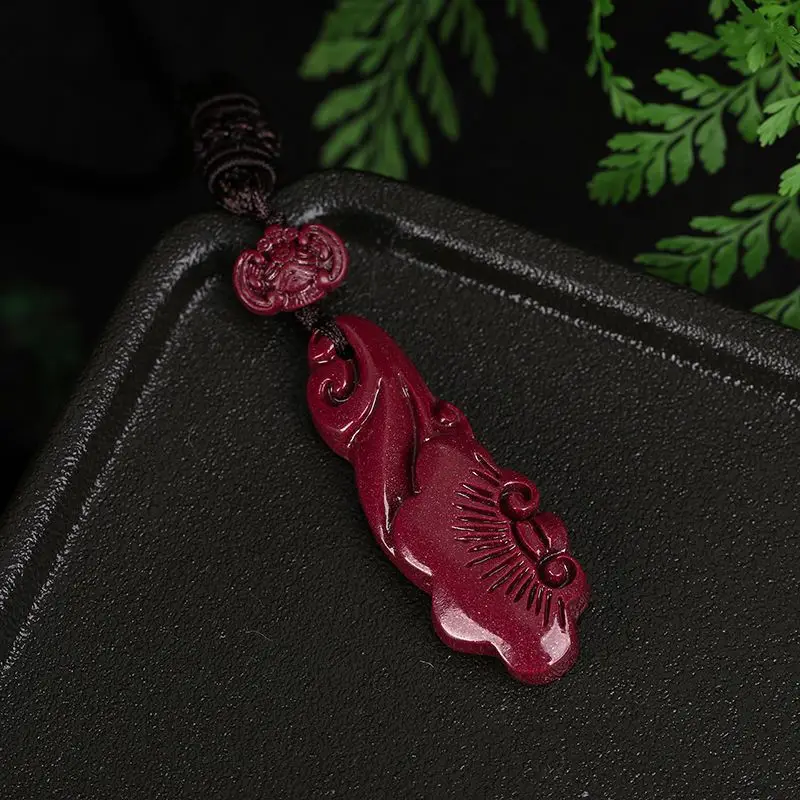 Natural Cinnabar Wishful Pendant Everything Is As Good As My Heart Zijin Sand Pendant.