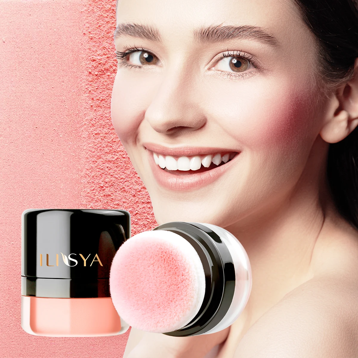 ILISYA Coral Red Powder Blush Lightweight Smooth Long-lasting All-Day Face Enhancing Makeup Color