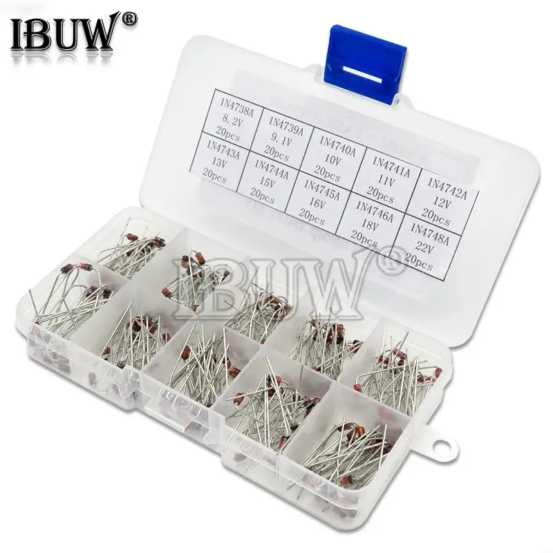 10Values*20PCS Zener Diode Assortment igmopnrq diy kit Electronic set pack 8.2V 9.1V 10V 11V 12V 13V 15V 16V 18V 22V