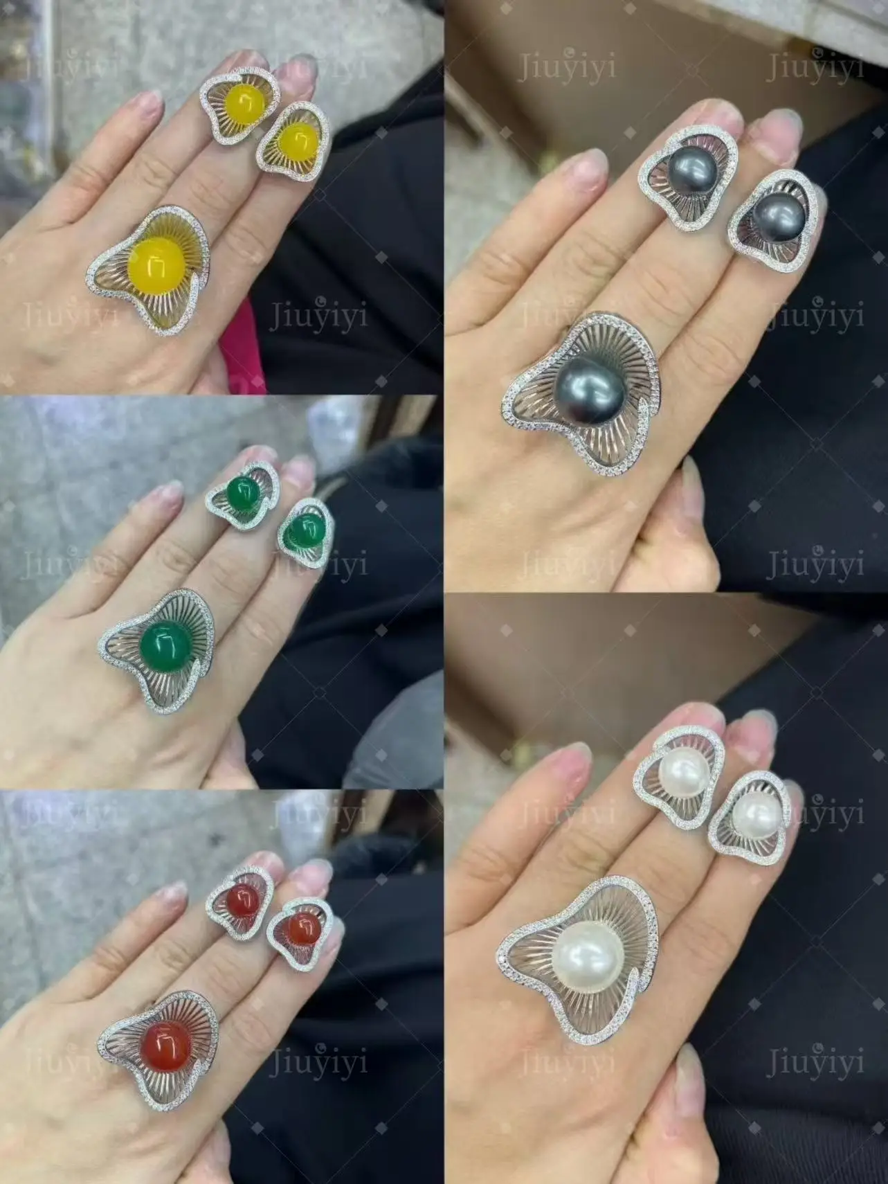 

Новинка 2023 года. Комплект ювелирных украшений с разноцветными драгоценными камнями и инкрустацией бриллиантами S925: несколько колец и серьги-гвоздики. Изысканный, легкий, роскошный.