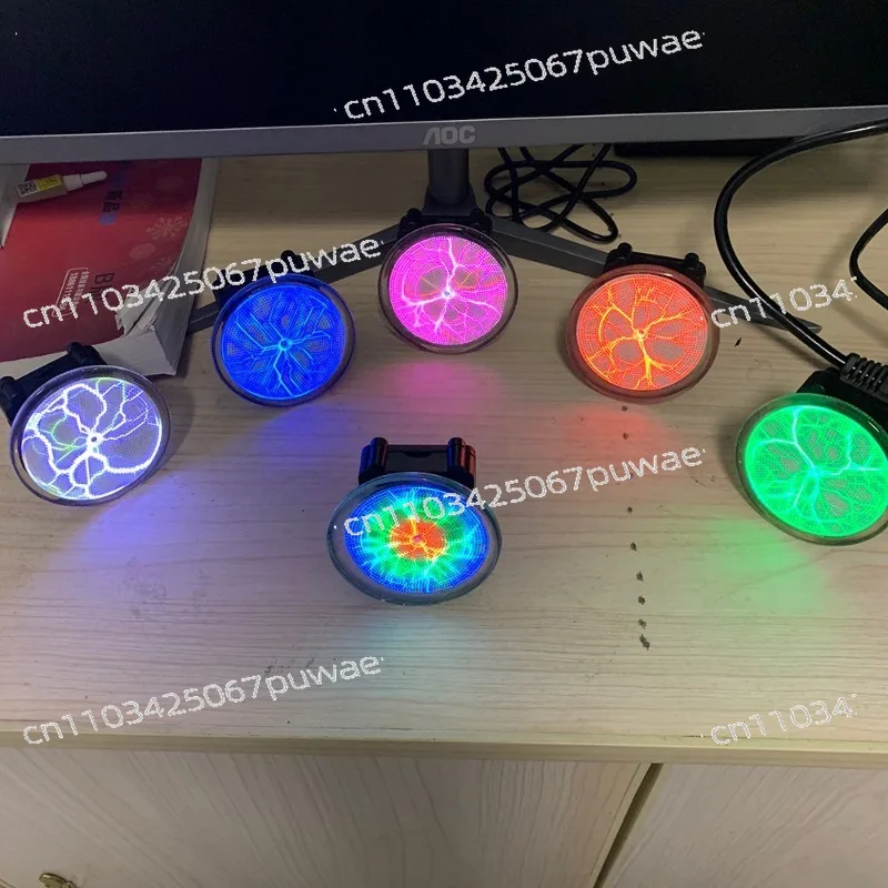 2.5 Inch Sound Activated LED Lightning Wheel - Ion Mood Lamp for Night Running - Cool Car Decor Accessory Portable Light