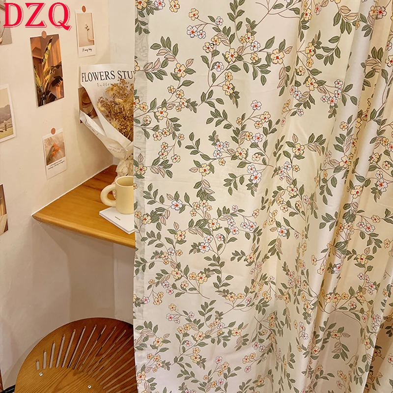 

Idyllic Cotton and Linen Flowers Curtains Cloth for Living Room Floral Door Curtain for Kitchen Bedroom #A307