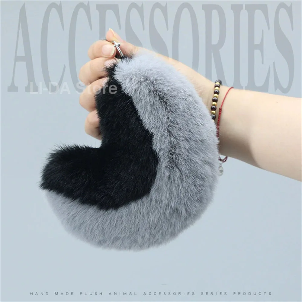 3 Styles Plush Little Tail Small Pendant Schoolbag Doll Wolf Cat Dog Fox Fur tail Cute Accessory Furry Keychain Gift For Girl