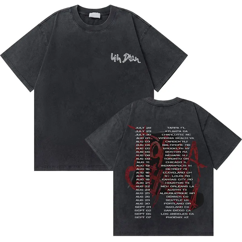 

Washed Vintage Lil Durk Healing Tour Graphic T-shirt Men Hip Hop Fashion Oversized Tshirt 100% Cotton Tees Male Rap Streetwear