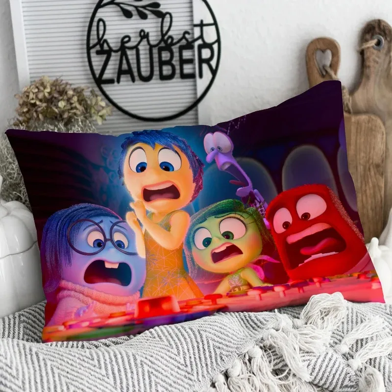 Disney Inside Out 2 Cartoon Print Pillowcase Cute Funny Happy Sad Angry Pillow Pillowcase Children\'s Room Home Decoration Gift