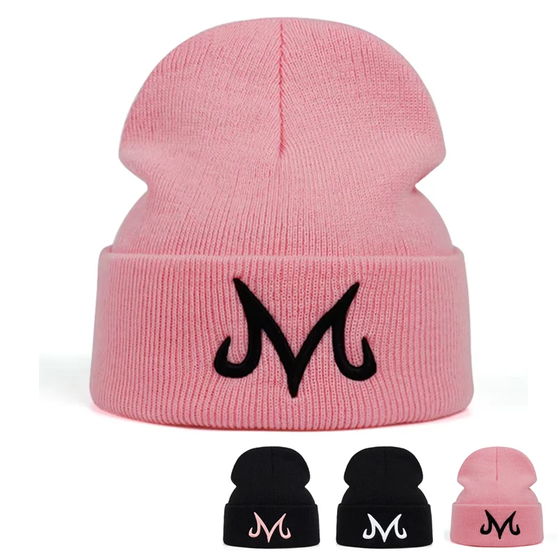 Unisex M-Buchstabe Stickerei Mützen Herbst Winter Warme Mütze Hip-Hop-Kappen für Damen Herren Baumwolle Skull Cap