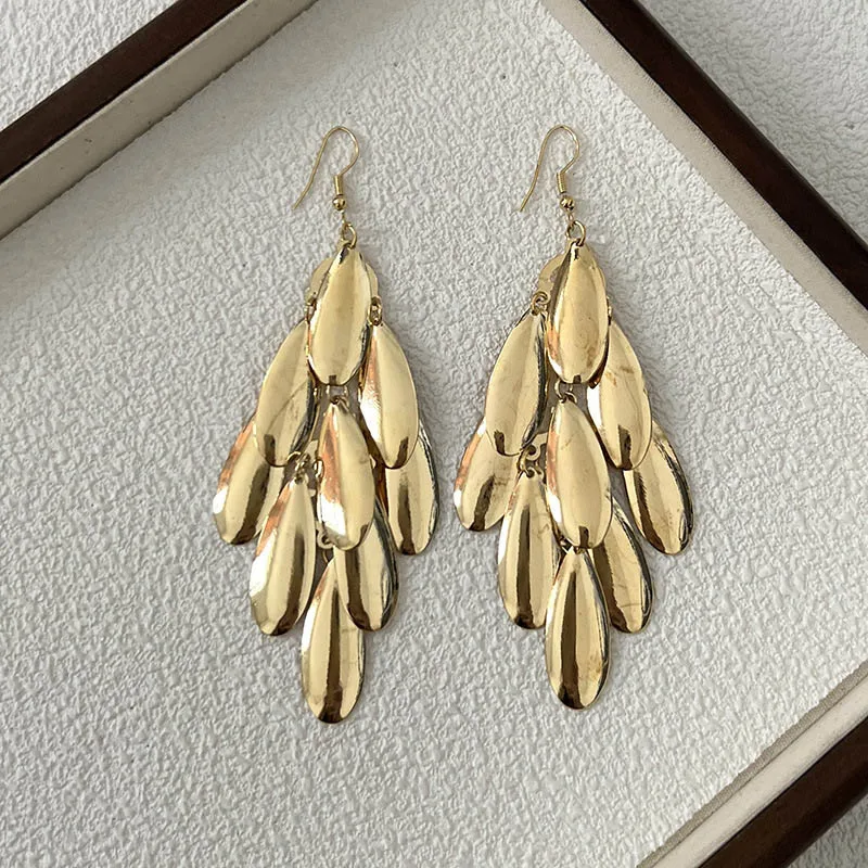 Foxanry 여성용 부드러운 기하학적 펜던트 드롭 귀걸이, 절묘한 과장된 패션, 기념일 쥬얼리 선물