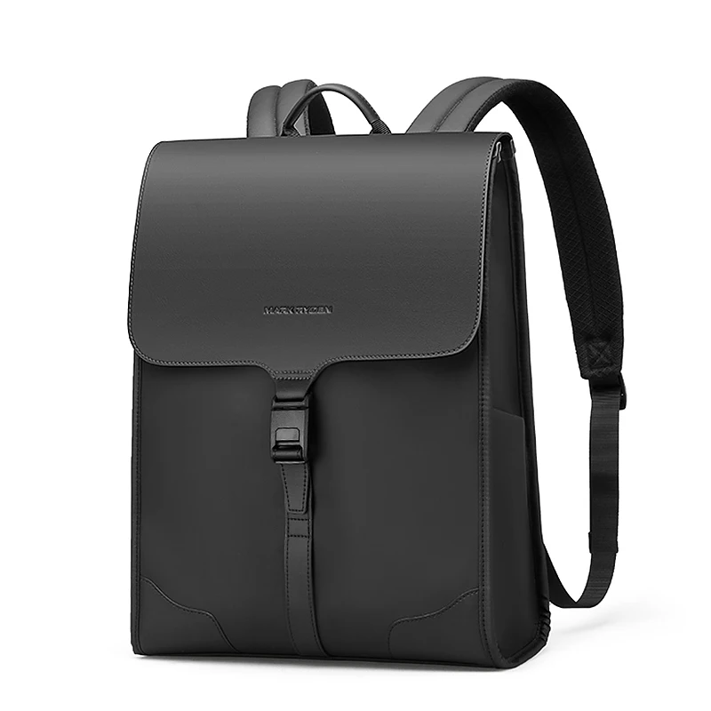 MarkRyden MUKE I: Classic Business Work Black Leather Backpack Leather backpack Men's Backpack.