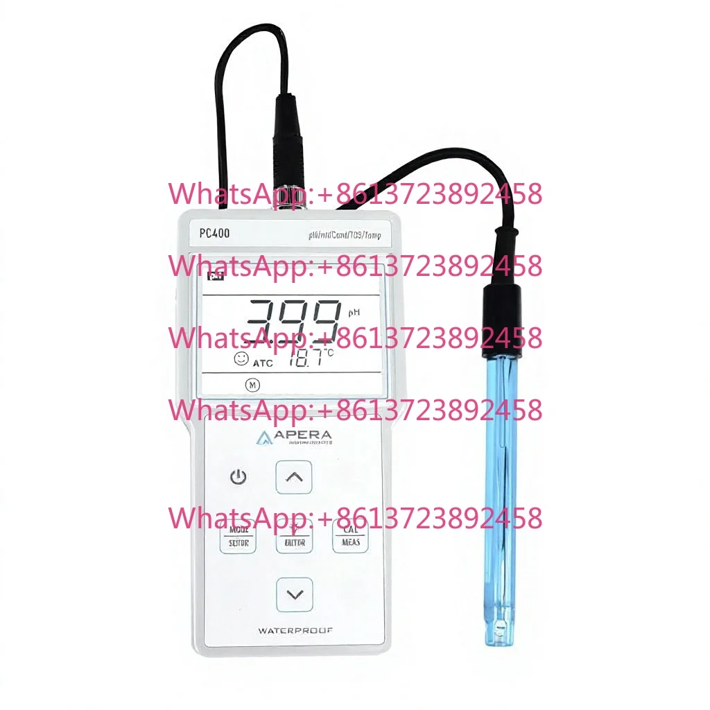 Apera Instruments AI413 PC400 High Accuracy AA Battery Portable Multi-Parameter Meter Kit (pH/EC/TDS/Temp.) 6 Bottles