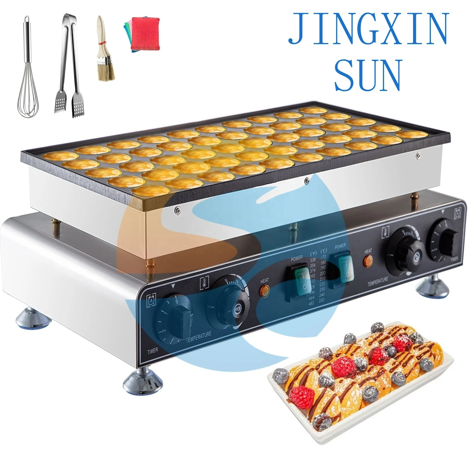 Mini Dutch Pancake Baker 50 Pieces Commercial Snack Equipment Electric Nonstick Waffle Maker Machine for Home