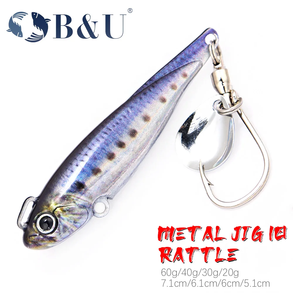 

B&U Spin Tail Metal Jig Long Casting Fishing Lure Hard Saltwater Swimbait Rotating Hook Tail Spinner Fishing Item