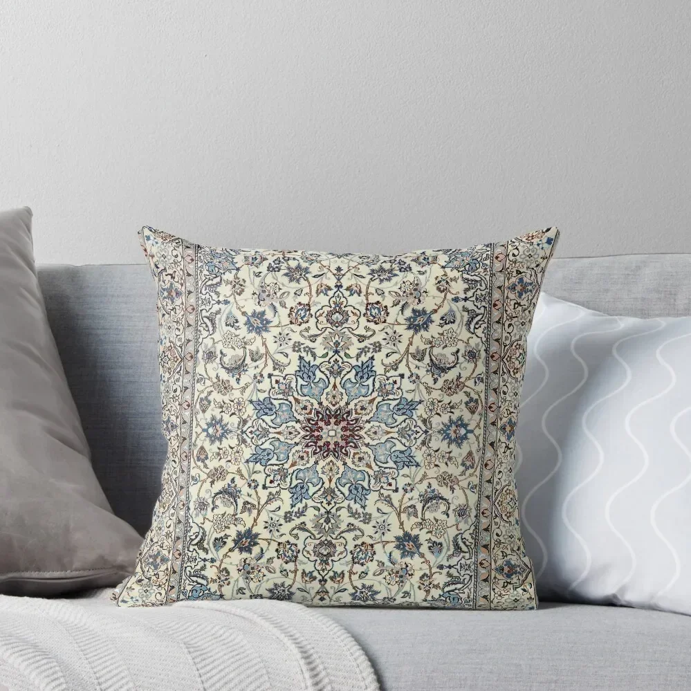 Persia Old Century Authentic Colorful Dusty Blue Gray Grey Vintage Accent Patterns Throw Pillow Anime pillow