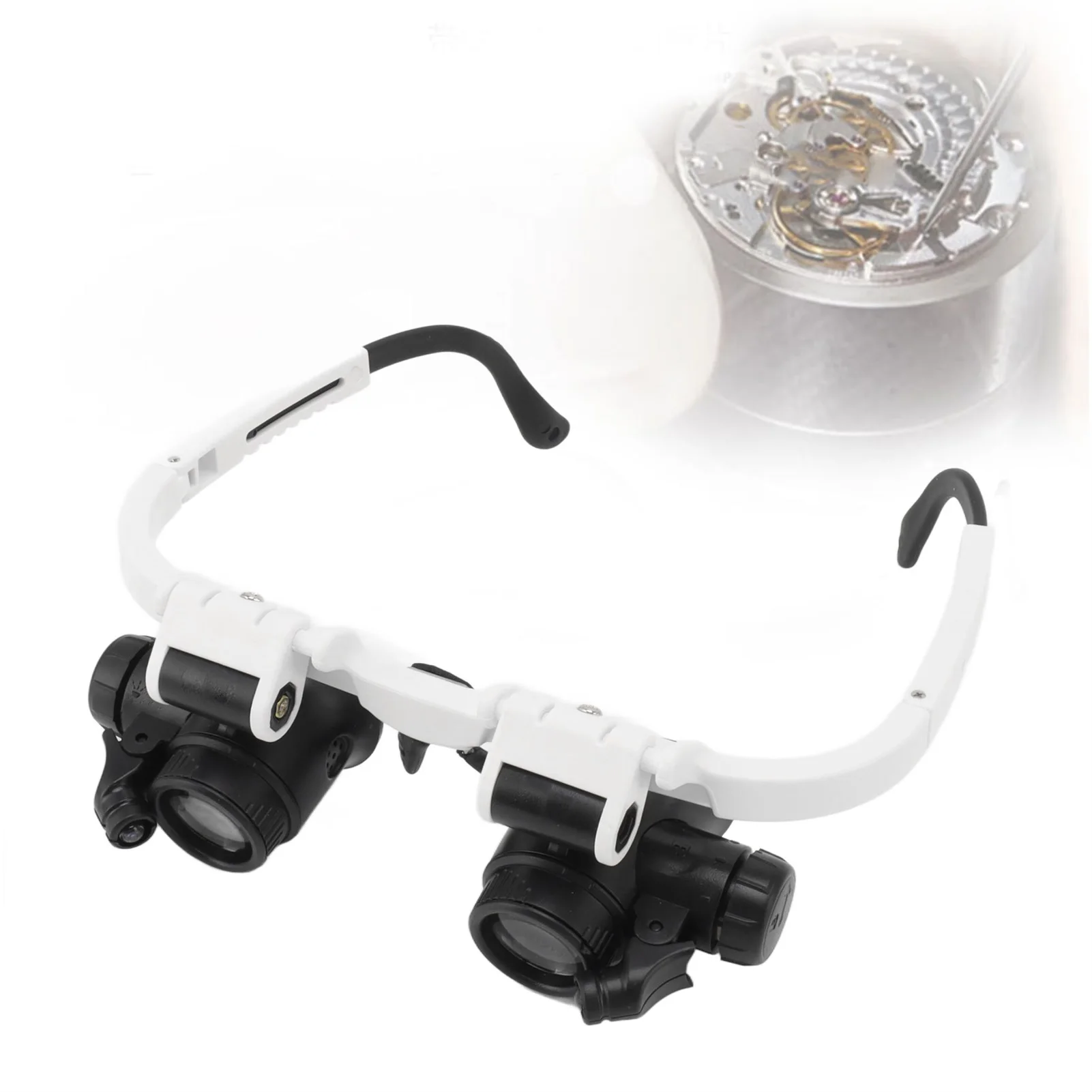 ZK50 Head Mount Magnifying Glasses 8X 15X 23X Hands Free Bracket Magnifier with 2 LED Lights for Watch Repair