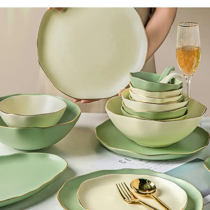 Nordic Style Dishes Set Luxury Household High-grade Ceramic Tableware and Chopsticks Combination Main Course Plate