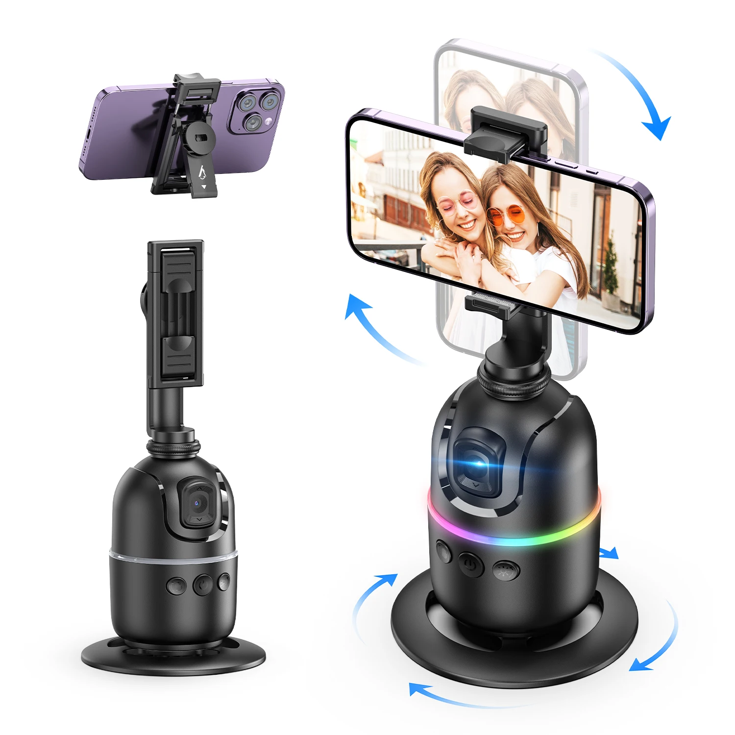 P03 Stabilizer 360°Auto Smart Face Tracking AI Gimbal  Desktop Phone Holder Tripod For Smartphone Video Vlog Live Photography