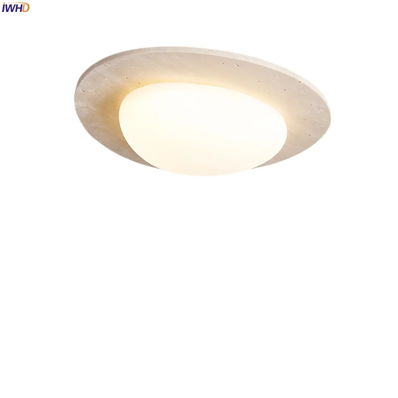 

IWHD Modern Nordic LED Ceiling Lamp For Bedroom Living Room Decor Porch Yellow Travertine White PVC Ceiling Light Lampy Sufitowe