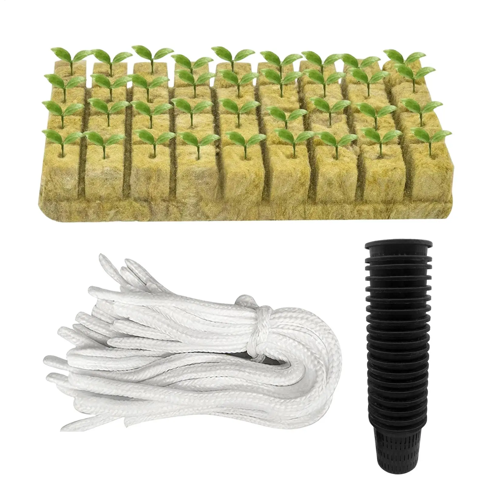 76PCS Hydroponic Planting Kit Soilless Seedling Container With Mesh Cups And Rock Wool Blocks For Gardening Greenhouses