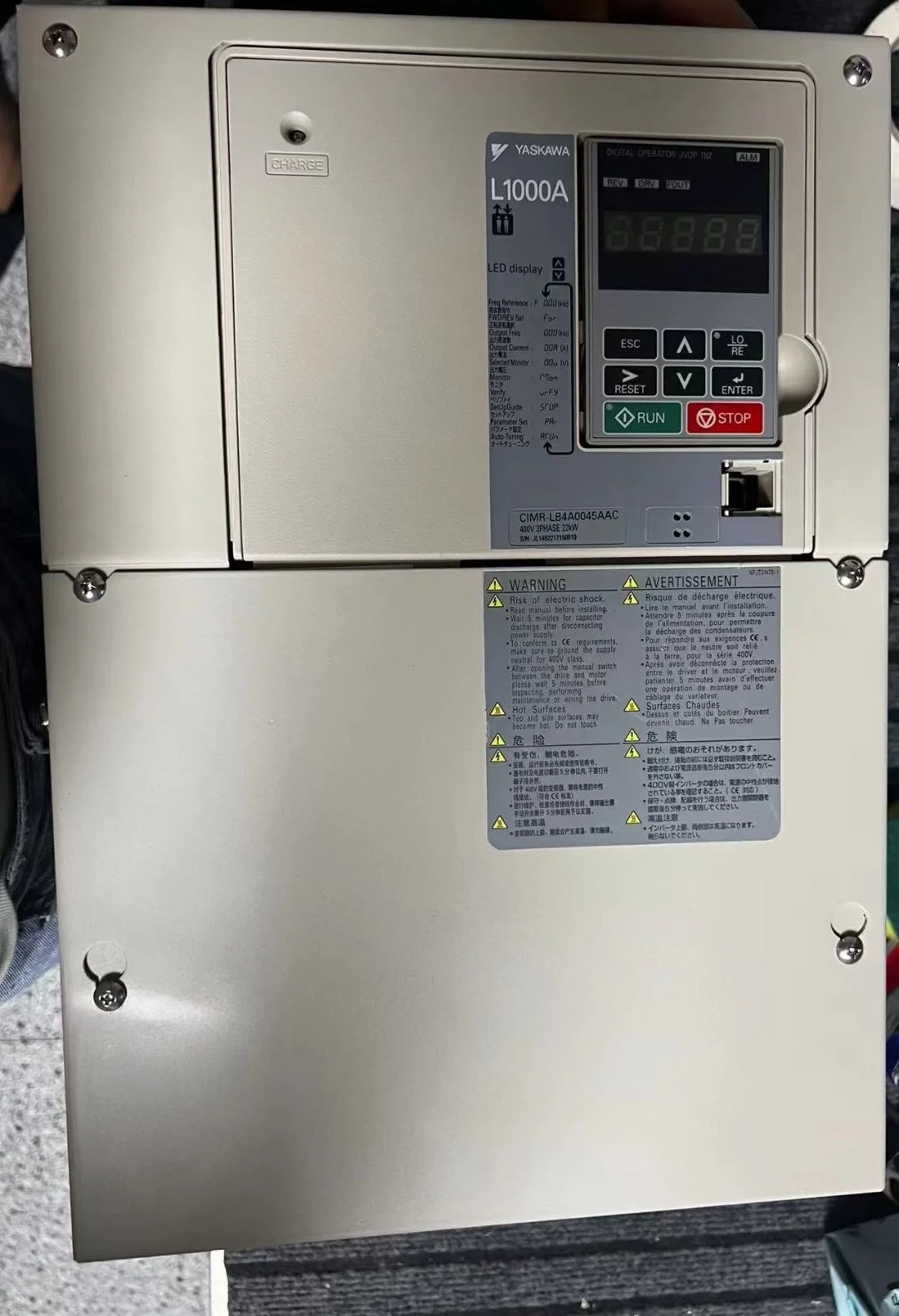 Elevator Accessories Yaskawa L1000A Frequency Converter CIMR-LB4A0045AAC 22KW Physical Photos In Stock