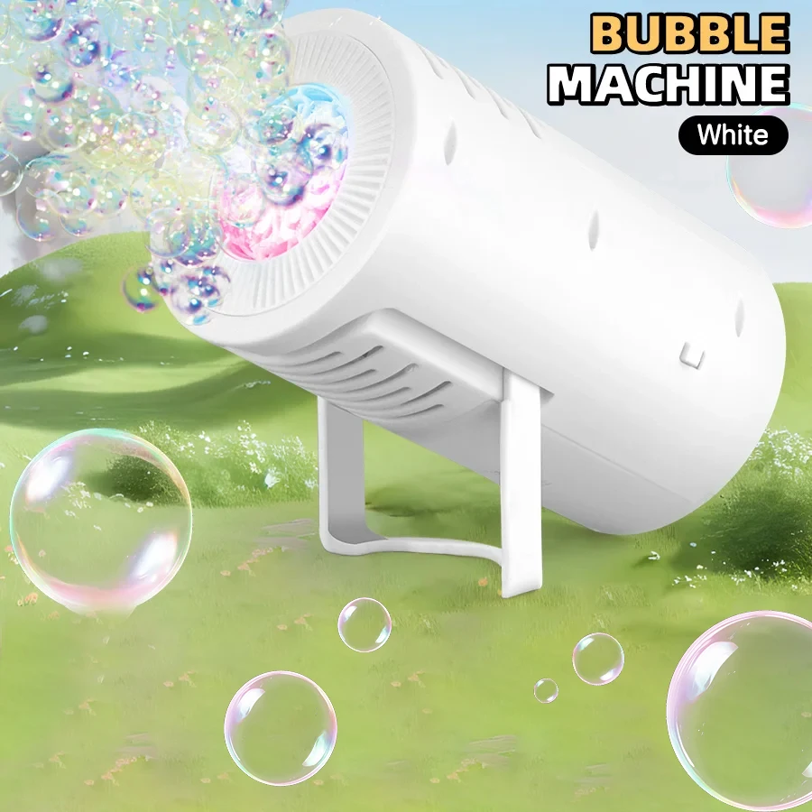 2025 Electric Stage Bubble Machines Multiple Holes Bubbles Blowing Toys with Light Fully Automatic Soap Blowers Boys Girls Gift