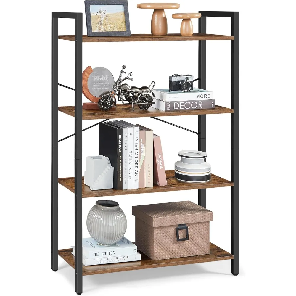 

4-Tier Tall Bookshelf, Large Bookcase with Steel Frame, Deep Book Shelf for Living Room, Home Office,11.8 x 31.5 x 47 Inches