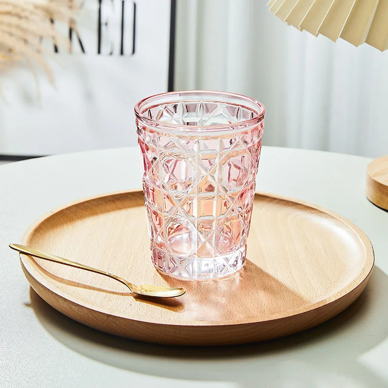 1PC 310ml European Style Colorful  Creative Hand-carved Heavy Thick Bottom Whiskey Bourbon Spirits Water Glass Tumbler Cup