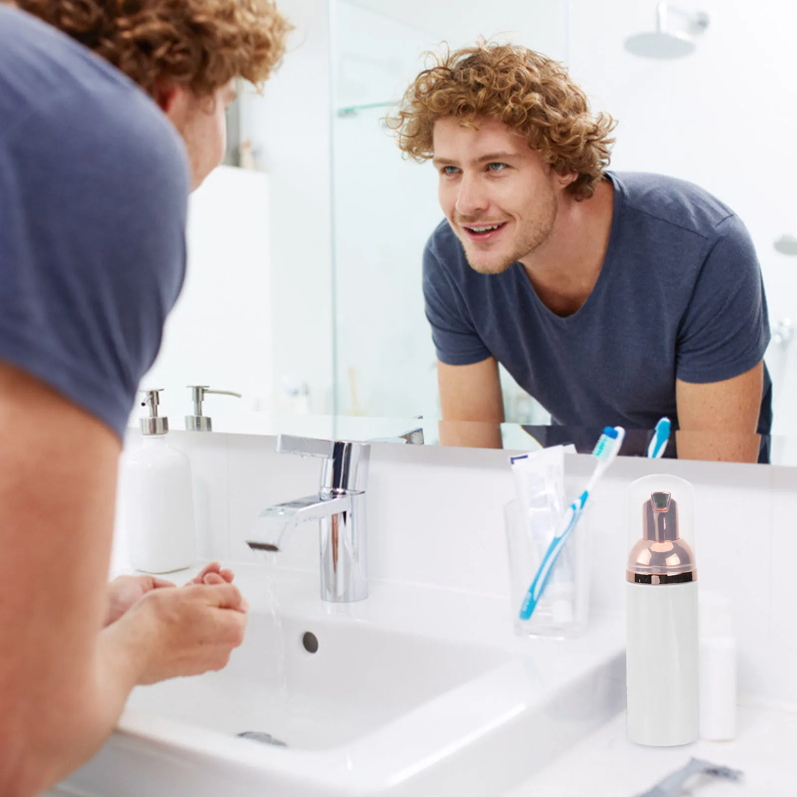 6 bottiglie con pompa in schiuma contenitori per trucco in plastica riutilizzabili testa della pompa in oro rosa per shampoo lozione detergente uso portatile