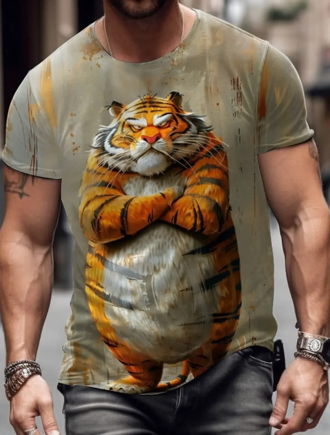 Men's animal fun T-shirt short sleeved T-shirt 3D printed round neck shirt exaggerated designer party summer casual clothing