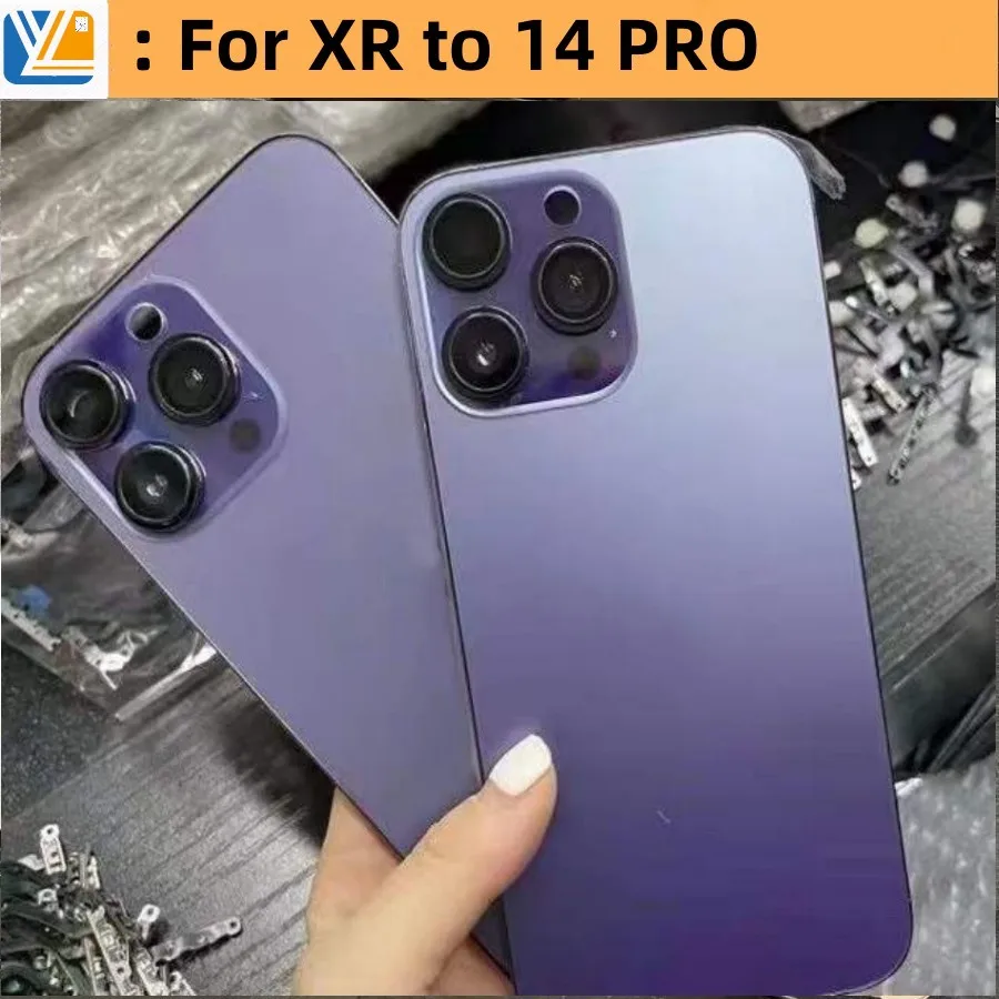 Diy Housing For iPhone Xr To 14 Pro Back cover High Quality With Middle frame Chassis Battery Case Replace Xr like 14pro Back