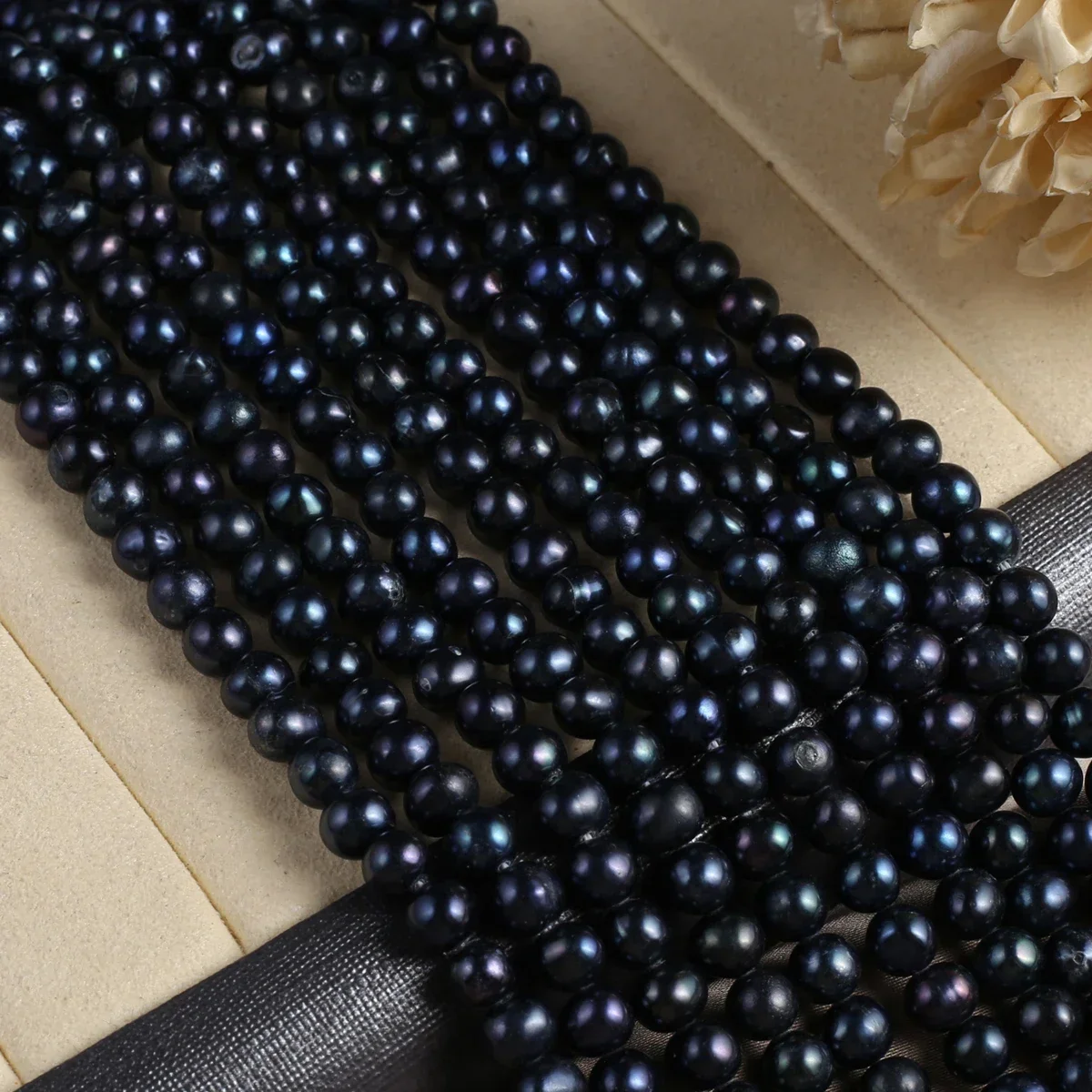 

5-6mm Natural Freshwater Pearls Nearly Circular Black Pearl Beads For Jewelry Making DIY Necklaces Bracelets Accessories