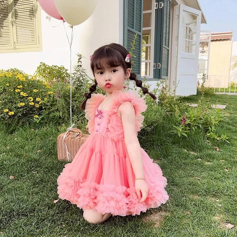 2-10 Years Toddler Kids tutu Dresses for Girls Sleeveless Princess Dress Children Summer Outfits Clothing Kids Dresses for Girls