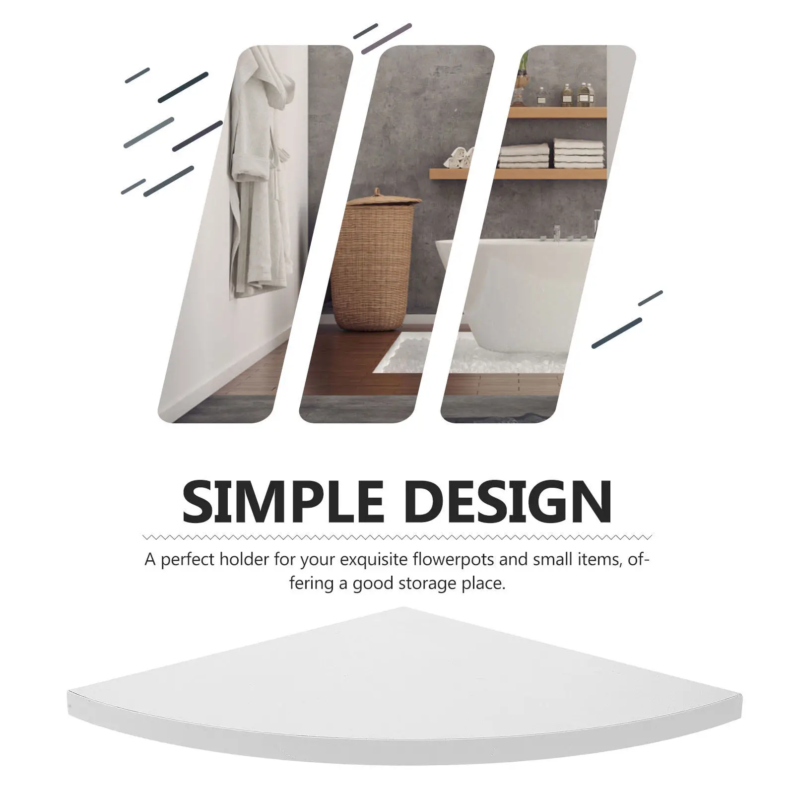 3Pcs White Fan Shaped Corner Shelf Wall Mounted Easy Install Space Saving Rack for Kitchen Bathroom Laundry Room Corner Wall